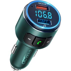 Upgraded V5.3 FM Bluetooth Transmitter Car, Bluetooth Car Adapter QC3.0 & LED Backlit Wireless Bluetooth FM Radio Adapter Music Player/Car Kit, Siri Google Assistant