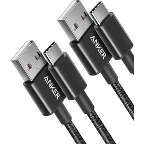 Anker USB to USB C Cable [2 Pack, 3FT], USB A to USB C Charger Cord for Samsung Galaxy S10 S10+, LG V30, Beats Fit Pro and More (USB 2.0, Black)
