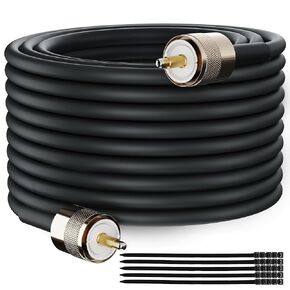 Elecan Ham Radio CB Coax Cable 50 Ohm RG8X Coaxial Cable 6 Ft /2 Pack, UHF Male PL-259 Low Loss Digital Coax UHF Jumper Cable for Antenna Analyzer, SWR Meter, HF/VHF, Dummy Load with Ties