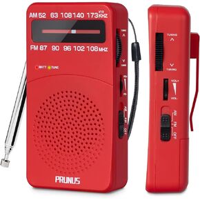 PRUNUS J-166 Portable Radio AM FM, Battery Operated Radio | Tuning Light, Back Clip, Layard, Excellent Reception, AM FM Radios Portable, Transistor Radios in Saudi Arabia