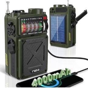 Portable Shortwave Radio - Emgykit 4000mAh AM/FM/WB/SW Shortwave Radio with Bluetooth Speaker, Flashlight, Sleep Timer, SOS Alarm, and White Noise, Suitable for Camping, Emergency