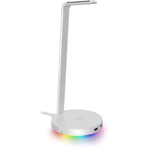 Base Station V2 Chroma Headphone Headset Stand Holder: Chroma RGB Lighting - Taller Stand & Anti-Slip Ledge - USB Charging Ports - Anti-Slip Rubber Base - 3.5mm Port + Built-in DAC - Mercury White