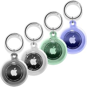 4 Pack Airtag Holder, Airtag case Waterproof Apple Air Tag Case with Keychain, Shockproof & Dustproof Airtag Holders for Pet Tracking, Bags, Kids, Keys, Luggage (4 Colors)