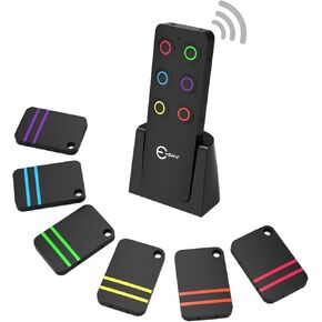 Esky Key Finder - Wallet Tracker, Key Finders & Trackers with 85dB Noise Sound and 6 Receivers - Wallet Finder and Item Locator for Finding Key, Remote, Wallet and Passport, Batteries Included (Black)