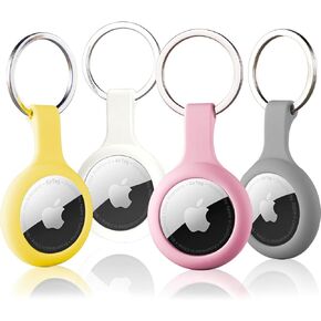 ThingsBag Airtags 4 Pack Holder Keychain, Silicone GPS Case Key Ring for Air Tags-4, Key Chain Accessories for Apple Item Finder Tracker, Itag Cover for Pet Dog Cat, Waterproof Airtag Keychain Holder