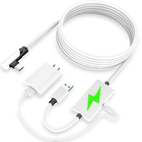 Kuject Design 16FT Link Cable for Quest 3S/3, Quest 2 and Quest Pro, with Separate Charging Port for Uninterrupted Power, USB 3.0 Type A to C Cable for VR Headset Accessories and Gaming PC