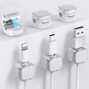 12 Pack Charging Cable Magnetic Cable Organizer Storage Holder, Strong Adhesive Wire Holder Keeper for Office Home Kitchen Car (White 12pcs) in Kuwait