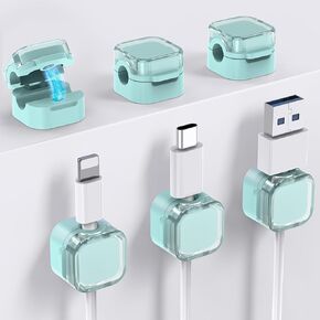 12 Pack Charging Cable Magnetic Cable Organizer Storage Holder, Strong Adhesive Wire Holder Keeper for Office Home Kitchen Car (White 12pcs)