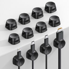 Cord Organizer [1s Lock] Spring Cable Holder Clips - Lamicall 6Pack Desk Cable Management Clips, Phone Charger Cord [Smooth Adjustable], Adhesive Wire Organizer Keeper for Nightstand Wall Car Office
