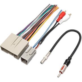 RED WOLF Radio Wiring w/Antenna Adapter RCA Input Replacement for Ford 2006-2012, Lincoln 2006-2010, Mercury 2006-2009 Aftermarket Stereo Install Wire Cable Harness with RCA Adapter Plug