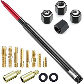Car Truck Antenna with Tire Valve Caps American Flag Universal Short Replacement for GMC Sierra Chevy Silverado Dodge Ram 1500 2500 3500 Ford F150 F250 F350 Super Duty Raptor Radio Accessories, Black