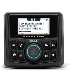 by ECOXGEAR Marine AM/FM Stereo Receiver 200-Watt Waterproof Bluetooth Powersports with Built-in 4 Zone LED Controller (Single DIN Style)