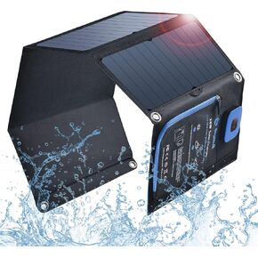 Solar Panels Charger with Digital Ammeter, BigBlue 28W SunPower Camping Solar Panel, Dual USB(5V/4A Overall), IPX4 Waterproof, Compatible with iPhone 13/11/Xs/X/8/7, iPad, Samsung Galaxy, Google Pixel