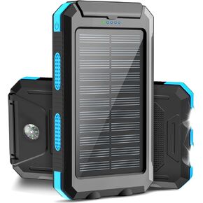 ERRBBIC Solar Charger 38800mAh Solar Power Bank Waterproof Portable External Backup Battery Charger Built-in Dual USB/Flashlight for All Cell Phone, Tablet, and Electronic Devices(Black)