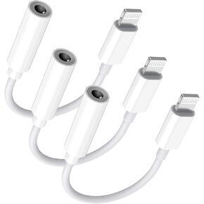 محول مقبس سماعة الرأس Lightning إلى 3.5 مم، [معتمد من Apple MFi] 3 عبوات iPhone 3.5 مم سماعات الرأس/سماعات الأذن Aux Audio Dongle محول متوافق مع 14 13 12 11 XS XR X 8 7، يدعم جميع أجهزة iOS in Kuwait