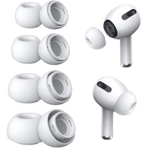 4 Pairs Replacement Ear Tips for AirPods Pro and AirPods Pro 2 with Noise Reduction Hole, Non-Slip Soft Silicone Ear Tips for AirPods Pro and Fit in The Charging Case(XS/S/M/L)