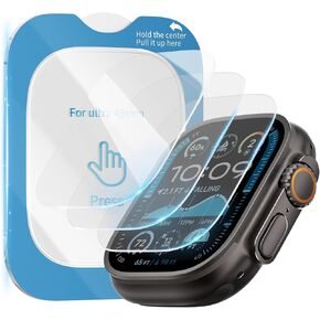3 Pack Screen Protector Compatible with Apple Watch Ultra 2 Screen Protector 49mm,Tempered Glass Waterproof HD Film with Auto-alignment Installation for iWatch Ultra Screen Protector 49 mm Ultra2