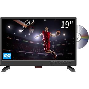 19 Inch TV with DVD Player Built-in, FHD 1080P LED Flat Screen DVD Combo TV w/Digital Tuner/HDMI/USB/AV/VGA Input, Small TV Suitable for Kitchen RV Bedroom Camper Truck Boat
