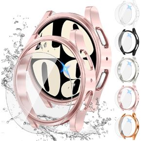 Tensea [5+5Pack for Samsung Galaxy Watch 7 Screen Protector Case 44mm Accessories, Hard PC Bumper/HD Anti-Fog Tempered Glass Protective Film, Face Cover Set, Galaxy Watch 7 Case for Women Men