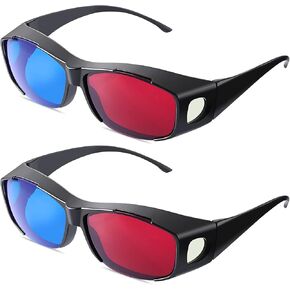 BBTO 2 Pieces 3D Movie Game Glasses 3D Red Blue Glasses for 3D Movies Games, 3D Viewing Glasses, Light Simple Design(Black)