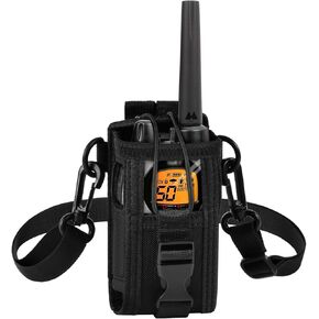 ANKHOH Walkie Talkie Case Holder for 50 Channel GMRS Two-Way Radio, Long Range Handheld Mobile Radios Hard Storage Carrying Box for Rechargeable Batteries, Charger and Headset, Black(Bag Only)