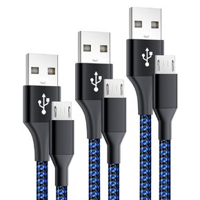 3-Pack 6FT PS4 Controller Charger Cable for Xbox One Controller,Dualshock 4,PS4 Charging Cord,Nylon Braided Micro USB Data Sync Cable for Xbox One S/X,Playstation 4,PS4 Slim/Pro,Charge and Play Wire