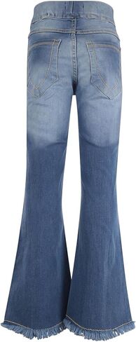 A2Z 4 Kids Girls Denim Jeans Comfortable Stretchy Jeggings Flared Bell Bottom Pants - Jeans JN36 Mid Blue 9-10 in Kuwait