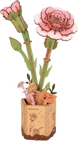 rowood 3D Puzzle Artifical Flower,DIY Wooden Flower Craft Kit for Kids,Mother's Day/Valentine's Day/Teacher's Day/Thanksgiving Day/Christmas/Birthday Gift for Mom/Women/Grandma/Wife/Her-Red Camellia in Saudi Arabia