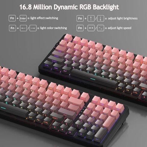 MageGee LIGHT100 Wireless Creamy Keyboard, 96% Gasket Hot Swappable Custom Mechanical Keyboard, Tri-Mode 2.4G/USB-C/BT5.0 RGB Backlit Gaming Keyboard for Win/Mac/PC, 8000mAh Battery, PBT Keycaps, Blue in Saudi Arabia