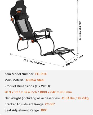 VEVOR Racing Wheel Stand, Racing Cockpit with Wheels for Logitech G923 G920 G29 & Thrustmaster T248P, Heavy Duty Steel Adjustable Cockpit, Max Load 330 LBS in Saudi Arabia