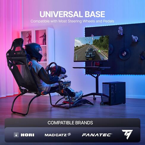 VEVOR Racing Wheel Stand, Racing Cockpit with Wheels for Logitech G923 G920 G29 & Thrustmaster T248P, Heavy Duty Steel Adjustable Cockpit, Max Load 330 LBS in Saudi Arabia