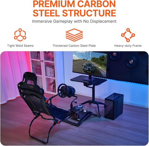 VEVOR Racing Wheel Stand, Racing Cockpit with Wheels for Logitech G923 G920 G29 & Thrustmaster T248P, Heavy Duty Steel Adjustable Cockpit, Max Load 330 LBS in Saudi Arabia
