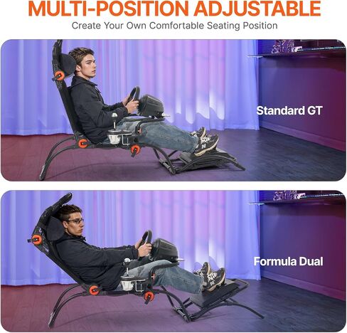 VEVOR Racing Wheel Stand, Racing Cockpit with Wheels for Logitech G923 G920 G29 & Thrustmaster T248P, Heavy Duty Steel Adjustable Cockpit, Max Load 330 LBS in Saudi Arabia