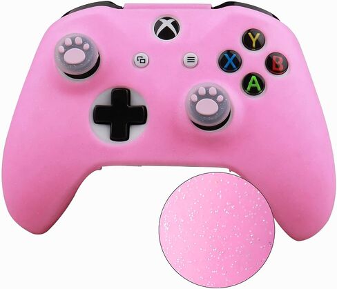 RALAN Glitter Controller Skin for Xbox One, Anti-Slip Silicone Controller Cover Protector Compatible for Xbox 1 Wireless/Wired Gamepad Joystick with 4 Thumb Grips Caps and Black Pro Thumb Grip x 8 in Saudi Arabia