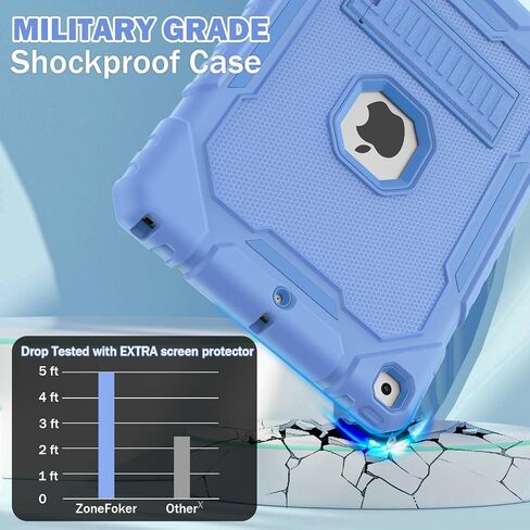 ZoneFoker Case for iPad 9th/8th/7th Generation 2021/2020/2019(10.2 inch), Heavy Duty Military Grade Shockproof Rugged Protective 10.2" Cover with Built-in Stand for iPad 9 8 7 Gen (Black+Green) in Saudi Arabia