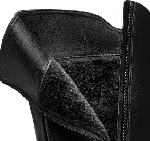 DREAM PAIRS Women's Knee High Buckle Riding Boots | Cozy Warm Faux Fur Lining,Fall Winter Boots,Wide Calf,1.25" Low Block Heel,Zipper,Faux Leather in Kuwait
