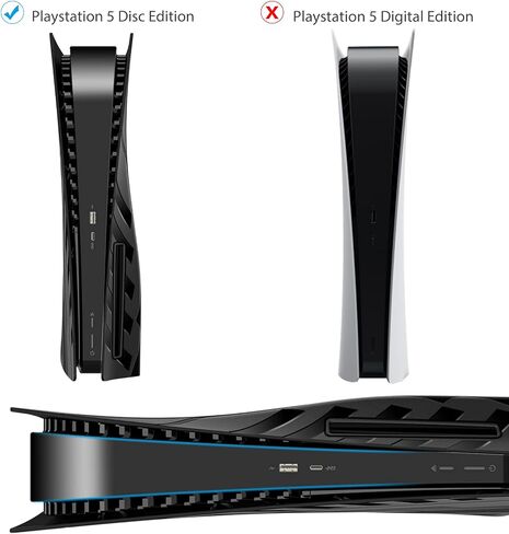 لوحات غطاء Mooroer PS5 لوحدة التحكم PS5، ولوحات وجه PS5 مع لوحات حماية ذات هيكل صلب لجهاز PS5، وغطاء لوحة وجه بديل مضاد للخدش ومقاوم للماء لإصدار قرص وحدة التحكم PlayStation 5، أسود in Kuwait