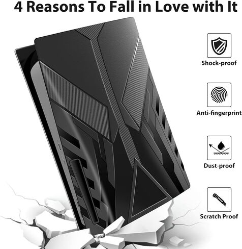 لوحات غطاء Mooroer PS5 لوحدة التحكم PS5، ولوحات وجه PS5 مع لوحات حماية ذات هيكل صلب لجهاز PS5، وغطاء لوحة وجه بديل مضاد للخدش ومقاوم للماء لإصدار قرص وحدة التحكم PlayStation 5، أسود in Kuwait