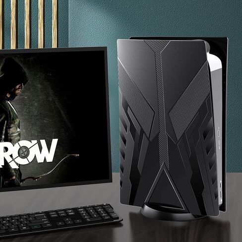 لوحات غطاء Mooroer PS5 لوحدة التحكم PS5، ولوحات وجه PS5 مع لوحات حماية ذات هيكل صلب لجهاز PS5، وغطاء لوحة وجه بديل مضاد للخدش ومقاوم للماء لإصدار قرص وحدة التحكم PlayStation 5، أسود in Kuwait
