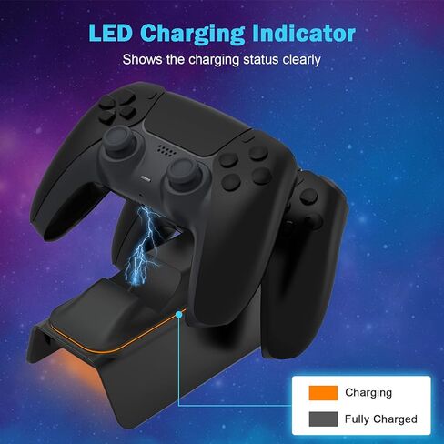NexiGo PS5 Controller Charger with Thumb Grip Kit, Fast Charging AC Adapter, Dualsense Charging Station Dock for Dual Playstation 5 Controllers with LED Indicator, White in Kuwait
