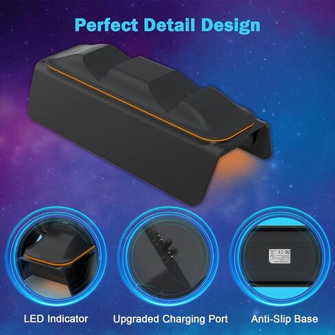 NexiGo PS5 Controller Charger with Thumb Grip Kit, Fast Charging AC Adapter, Dualsense Charging Station Dock for Dual Playstation 5 Controllers with LED Indicator, White in Kuwait