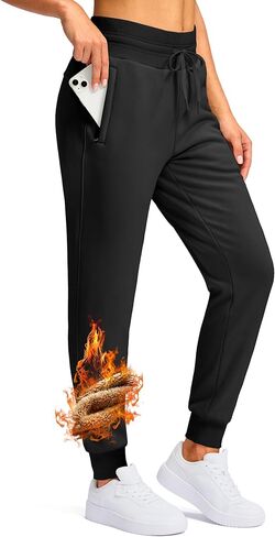 G Gradual Women's Sherpa Fleece Lined Pants with Zipper Pockets Winter Warm Joggers High Waisted Fleece Sweatpants in Kuwait