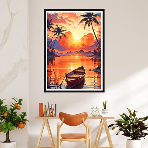 Auremi Landscape Diamond Art Painting Kits for Adults, 5D Sunset Diamond Painting Kits for Adults Beginners DIY Full Drill Diamond Dots Crystal Craft Kits for Home Wall Decor 11.8x15.7 inc in Saudi Arabia