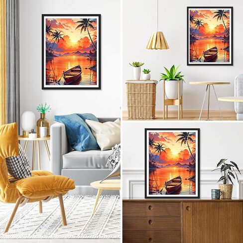 Auremi Landscape Diamond Art Painting Kits for Adults, 5D Sunset Diamond Painting Kits for Adults Beginners DIY Full Drill Diamond Dots Crystal Craft Kits for Home Wall Decor 11.8x15.7 inc in Saudi Arabia
