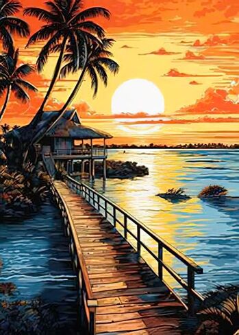 Auremi Landscape Diamond Art Painting Kits for Adults, 5D Sunset Diamond Painting Kits for Adults Beginners DIY Full Drill Diamond Dots Crystal Craft Kits for Home Wall Decor 11.8x15.7 inc in Saudi Arabia