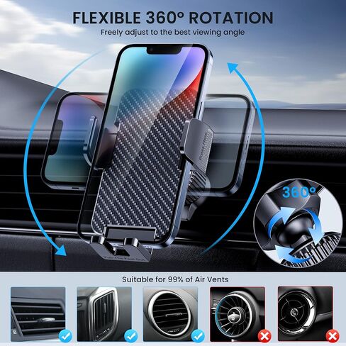حامل هاتف للسيارة، حامل هاتف خلوي، حامل هاتف بدون استخدام اليدين، حامل للهاتف بفتحة تهوية السيارة مناسب لهاتف iPhone Android الذكي العالمي in Saudi Arabia