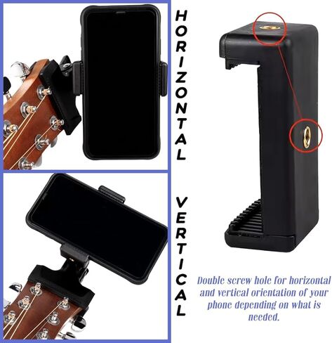 حامل هاتف جيتار مع 5 مجموعة من اختيارات الجيتار، حامل قوي على شكل القيثارة أو هاتف الجيتار - ملحقات وهدايا مثالية للجيتار لعازفي الجيتار، حامل هاتف عالمي للجيتار والقيثارة in Kuwait