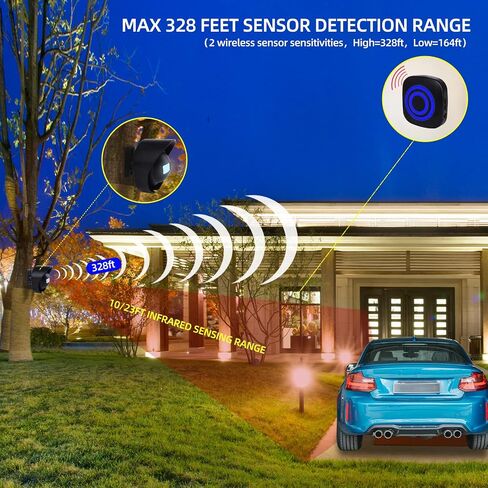 Motion Sensor Alarm,Wireless Driveway Alarm Indoor Home Security Business Detector Alert System -Monitor&Protect Property - 2 Receiver and 3 PIR Sensor-38 Chime Tunes in Saudi Arabia