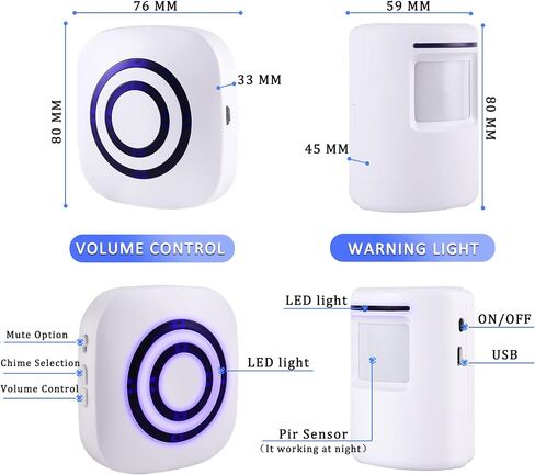 Motion Sensor Alarm,Wireless Driveway Alarm Indoor Home Security Business Detector Alert System -Monitor&Protect Property - 2 Receiver and 3 PIR Sensor-38 Chime Tunes in Saudi Arabia