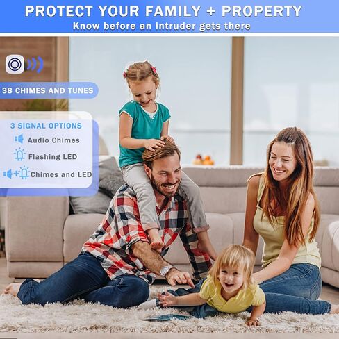 Motion Sensor Alarm,Wireless Driveway Alarm Indoor Home Security Business Detector Alert System -Monitor&Protect Property - 2 Receiver and 3 PIR Sensor-38 Chime Tunes in Saudi Arabia